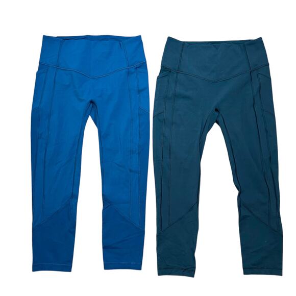 Lululemon All The Right Places Crop II 23" Leggings Sz 10 Set of 2 Blue Green - Picture 1 of 6